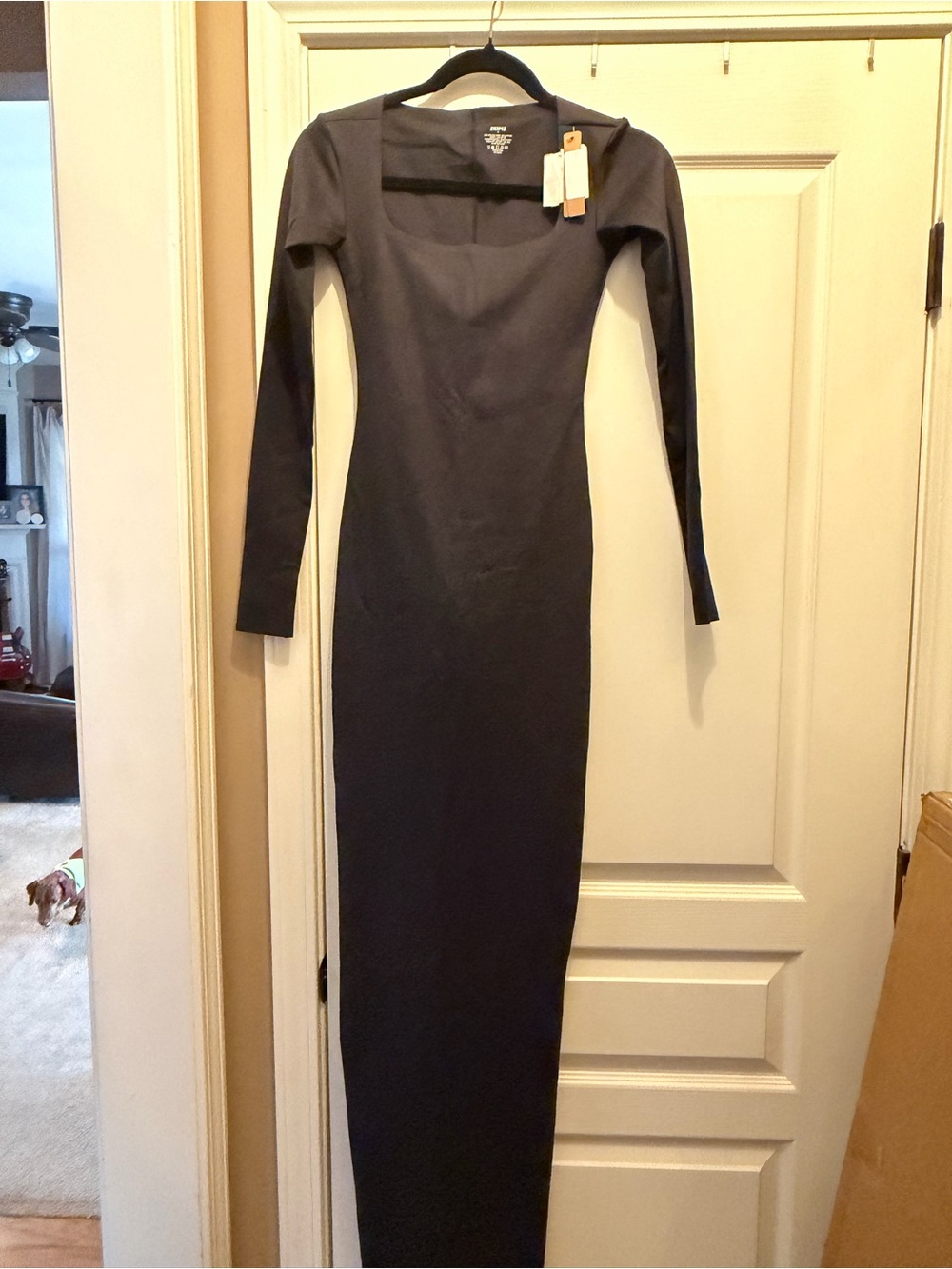 NWT SKIMS Long Sleeve Maxi Dress in Black
